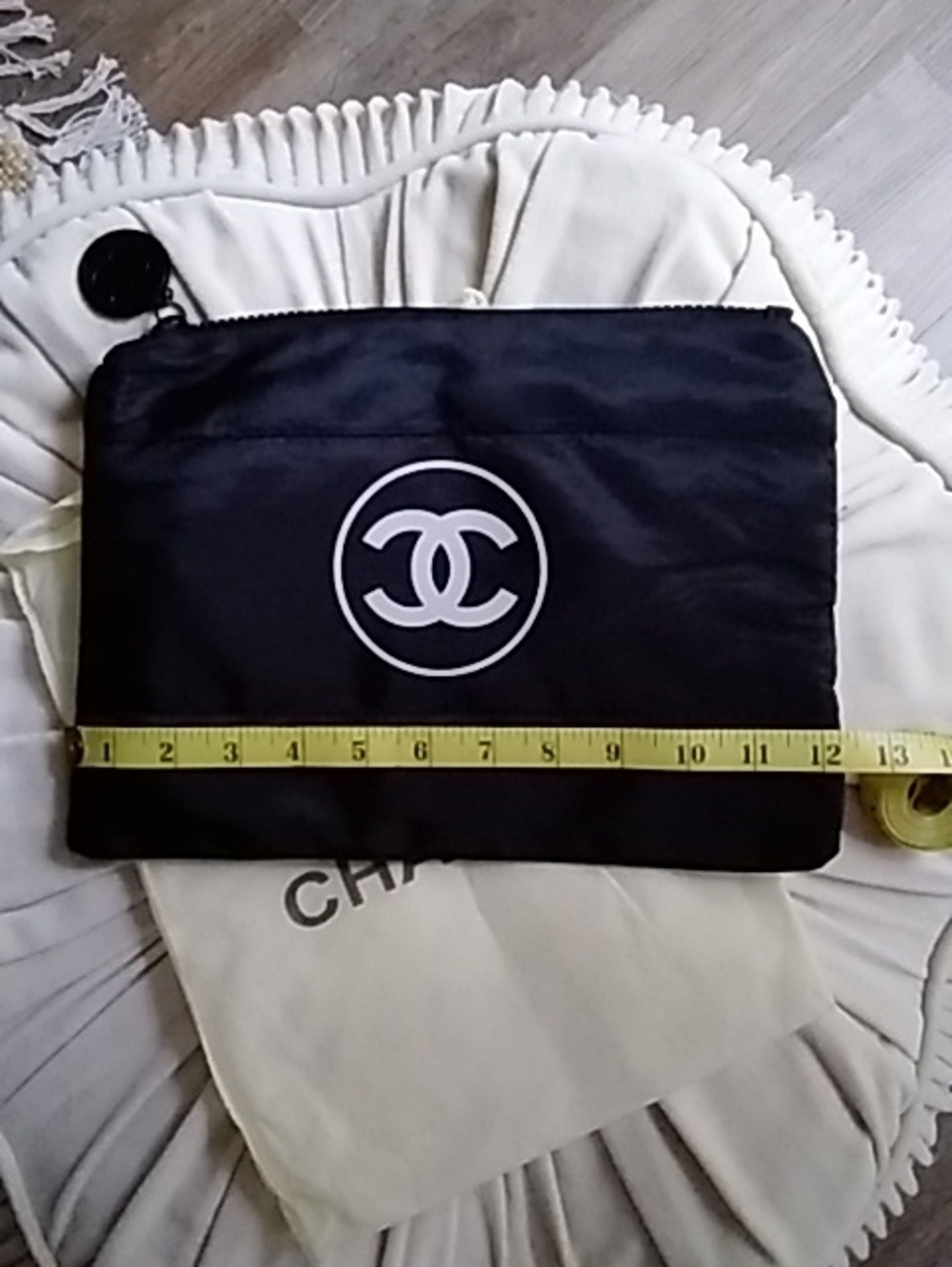 NWOT... FASHION Black Nylon Pouch with White Logo - Picture 2 of 4